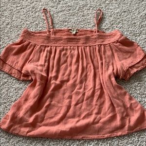 adorable flowy pink off the shoulder top!